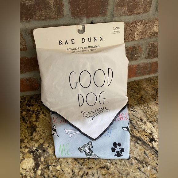 Rae Dunn 2 pc. Pet Bandanas L/XL - GOOD DOG & Print Brand new - Picture 1 of 5